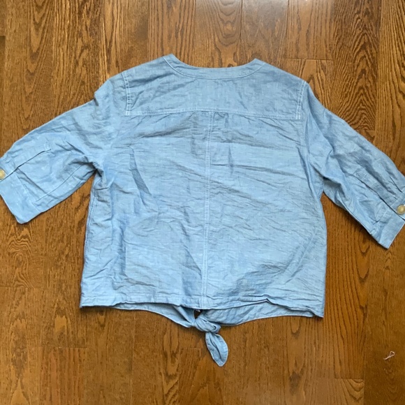 ANN TAYLOR Cotton Linen Chambray Top Light Blue . Size M. - Picture 5 of 9